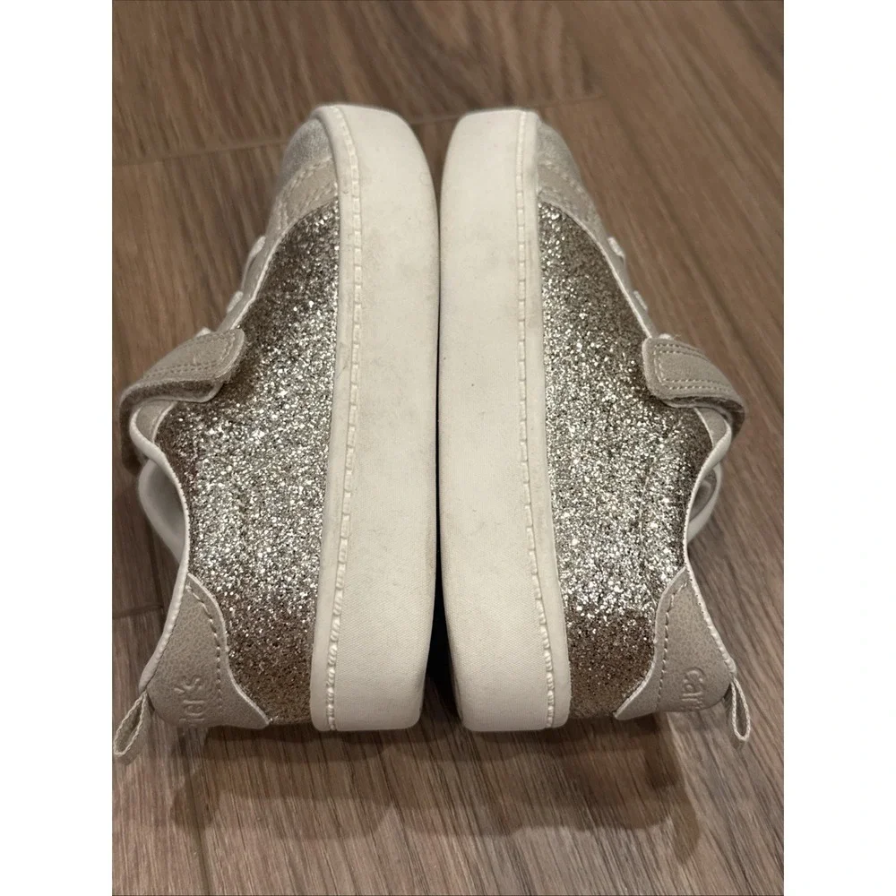 Carters Toddler Size 8 Gold Perrie Sneakers Sparkle Whimsy No Tie VersatileEUC